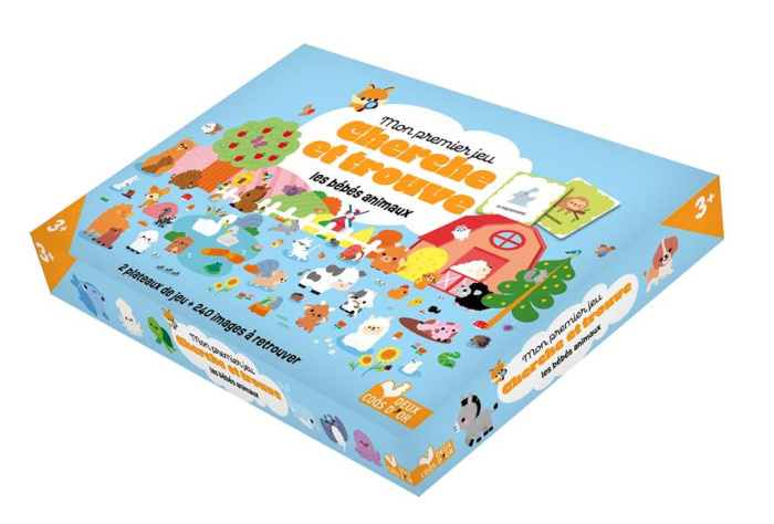 MON JEU CHERCHE ET TROUVE DES BEBES ANIMAUX - COFFRET AVEC PLATEAU ET CARTES