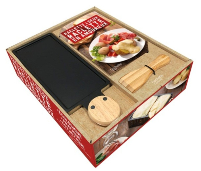 Raclette à deux, raclette en amoureux. Coffret avec 1 appareil à réclette à la bougie pour 2 personn