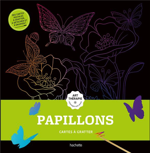 Papillons. Cartes à gratter. Avec un bâtonnet