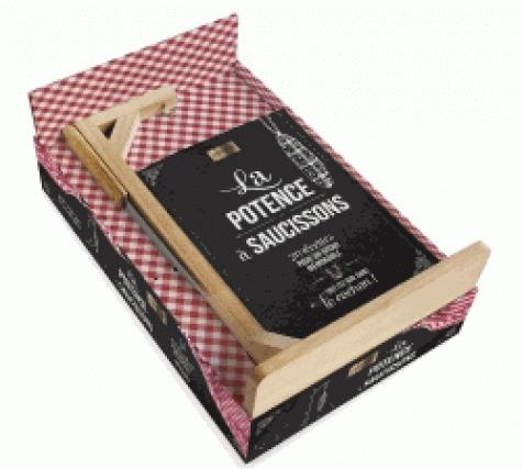 Coffret La potence à saucisson. Contient : 1 potence, 1 couteau, 1 livre de 20 recettes