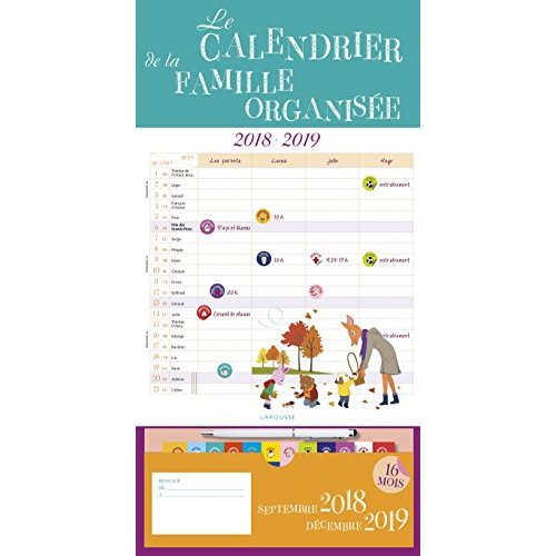 Le calendrier de la famille organisée. Edition 2018-2019