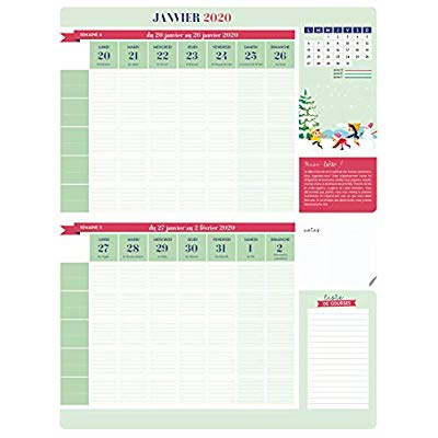 Le calendrier de la famille organisée hebdo. Avec un feutre effaçable, Edition 2019-2020