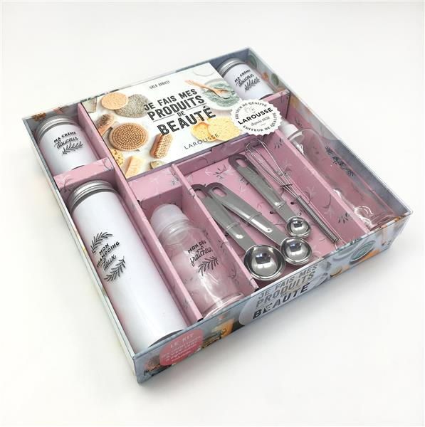Coffret Je fais mes produits de beauté. Le livre de recettes avec 3 flacons en verre, 1 roll-on en v