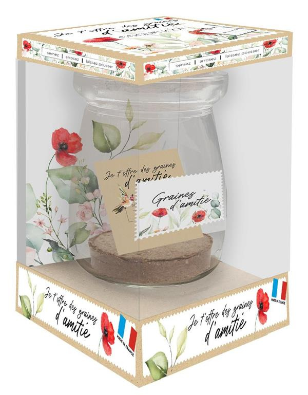Je t'offre des graines d'amitié coquelicot. Avec 1 joli flacon d'apothicaire, 1 sachet de graines, 1