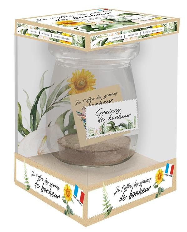 Je t'offre des graines de bonheur tournesol. Avec 1 joli flacon d'apothicaire, 1 sachet de graines,