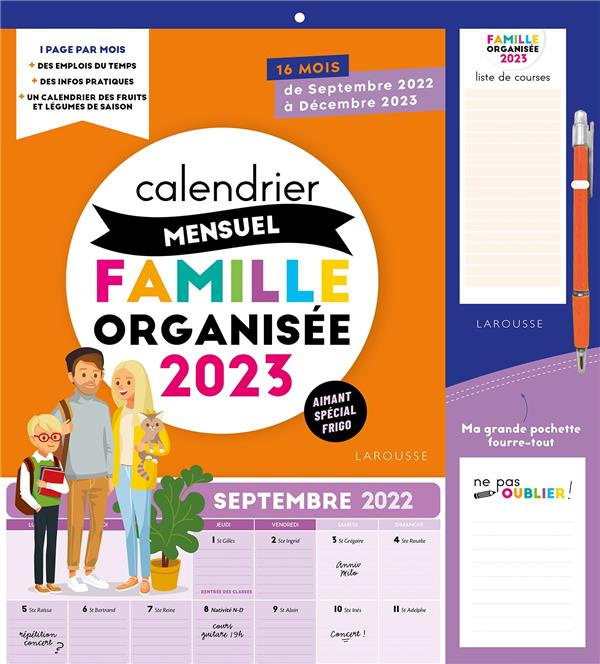 Grand calendrier mensuel Une année organisée. Edition 2023