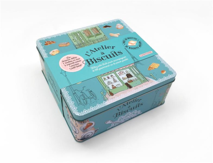 L'atelier à biscuits. Avec des tampons lettres, 1 rouleau en bois, 3 emporte-pièces, 1 pinceau