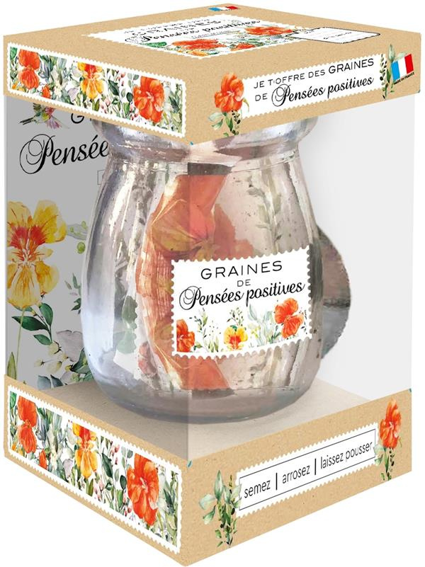 Je t'offre des graines de pensées positives. Avec 1 joli flacon d'apothicaire, 1 sachet de graines,