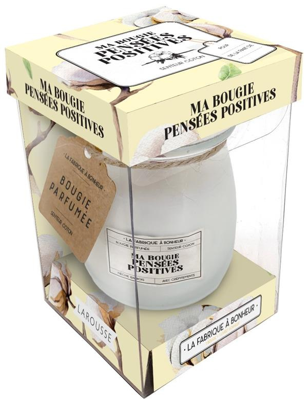 Coffret Ma bougie pensées positives. Avec 1 bougie senteur coton et 1 livret Pensées positives