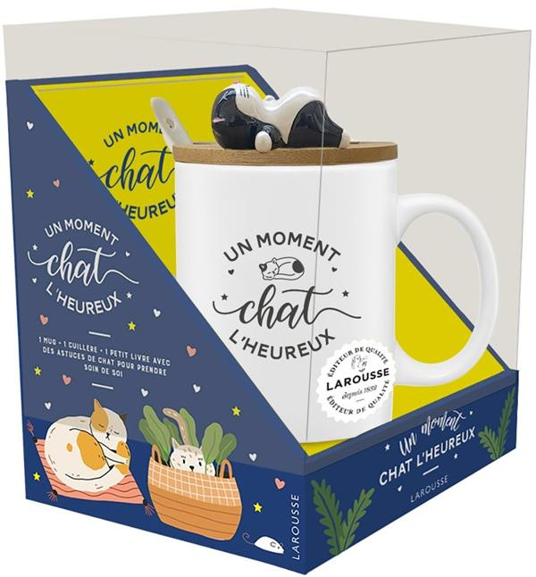 Un moment chat l'heureux. Avec 1 mug, 1 cuillère et 1 petit livre