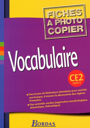 Vocabulaire CE2 Cycle 3. Fiches à photocopier
