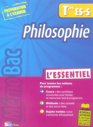 Philosophie Tles ES-S. L'essentiel