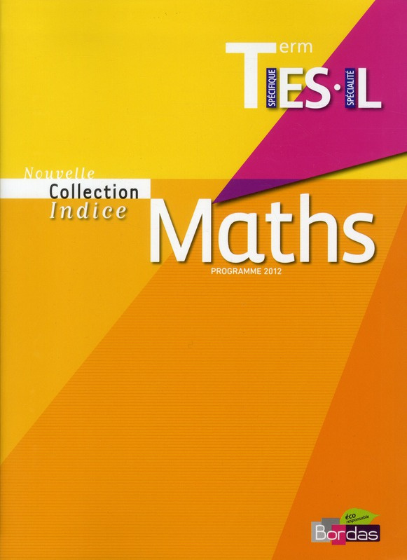 Indice Maths Tle L. Programme 2012, Grand format