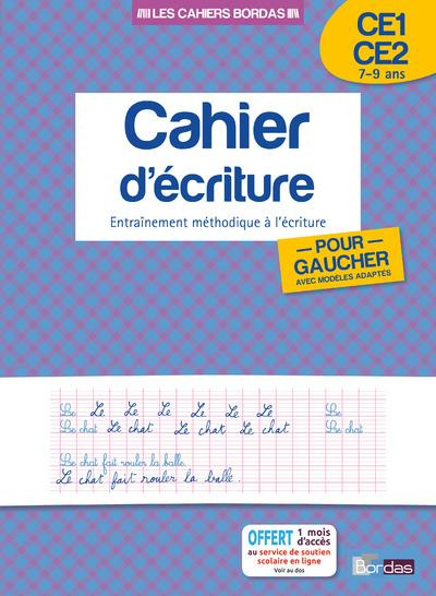 Cahier d'écriture pour gauchers avec modèles adaptés CE1-CE2. Entraînement méthodique à l'écriture