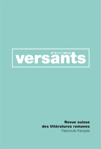 REVUE VERSANTS N 61/1. FASCICULE FRANCAIS.