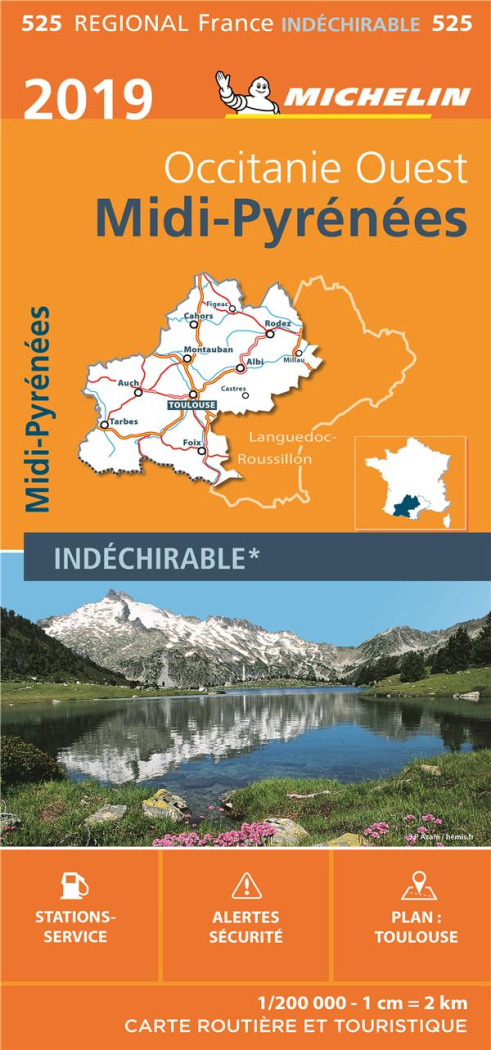 525R Midi-Pyrénées Occitanie Ouest 2019 1-200000 indéchirable