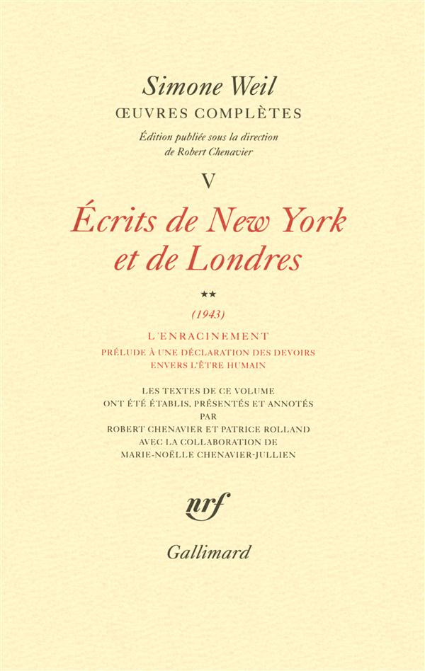Oeuvres complètes. Tome 5, Ecrits de New York et de Londres