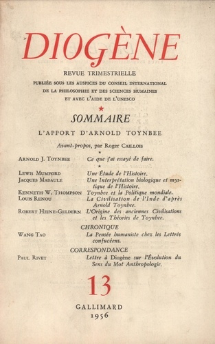 Diogène N° 13 : L'apport d'Arnold Toynbee