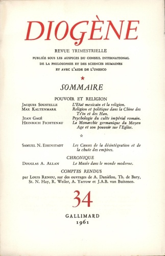 Diogène N° 34 : Pouvoir et religion