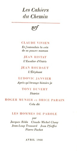 Les cahiers du Chemin N° 3, Avril 1968