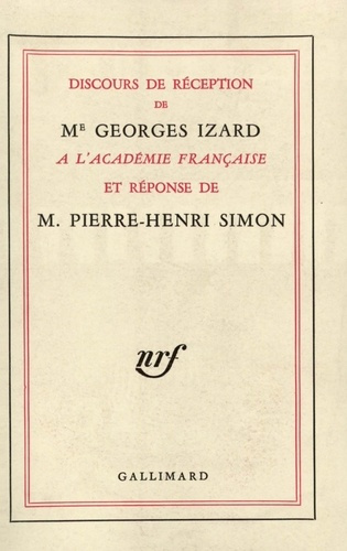 DISCOURS DE RECEPTION A L'ACADEMIE FRANCAISE