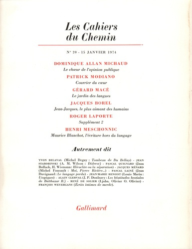 Les cahiers du Chemin N° 20