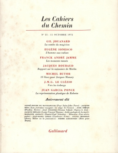 Les cahiers du Chemin N° 25, 15 Octobre 1975