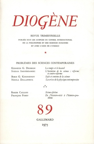 Diogène N° 89 : Problèmes des sciences contemporaines