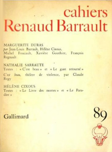 Cahiers Renaud-Barrault N° 89 : Duras - Sarraute