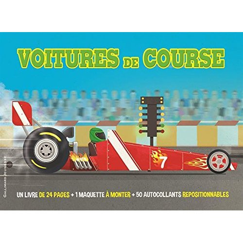 Voitures de course. Coffret livre   maquette à monter   50 autocollants repositionnables