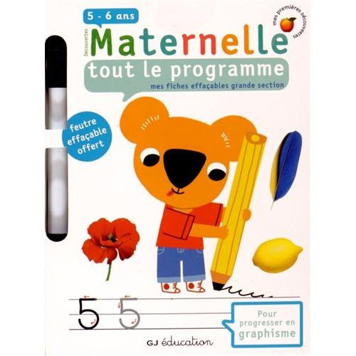 Mes fiches effaçables grande section : tout le programme maternelle 5-6 ans. Avec un feutre effaçabl
