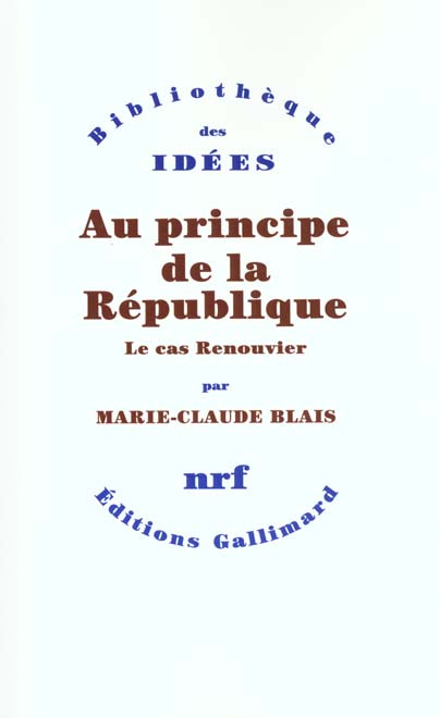 Au principe de la République. Le cas Renouvier