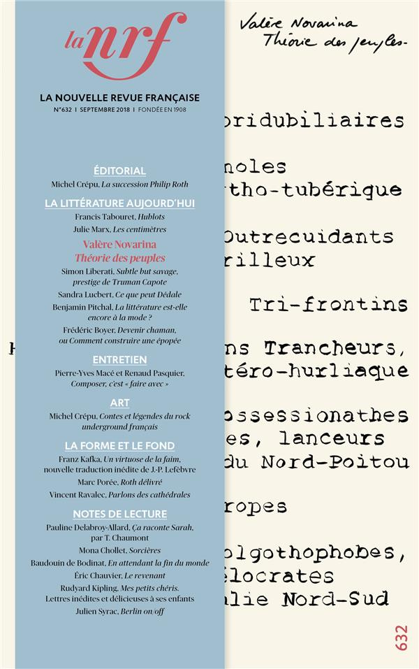 La Nouvelle Revue Française N° 632, septembre 2018