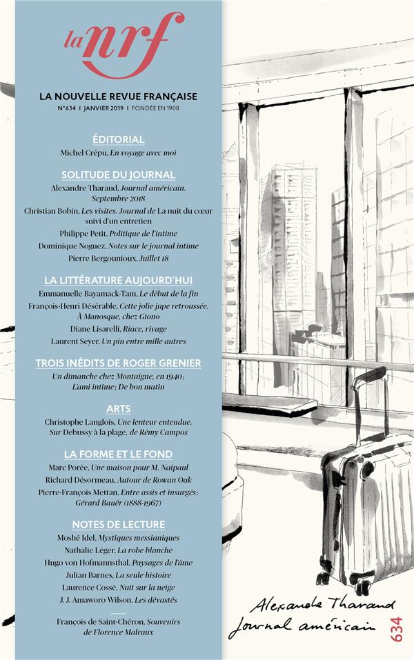 La Nouvelle Revue Française N° 634, janvier 2019