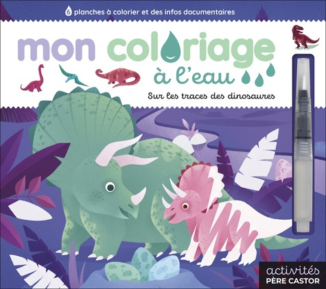 Mon coloriage à l'eau - Sur les traces des dinosaures. Avec 1 pinceau à eau