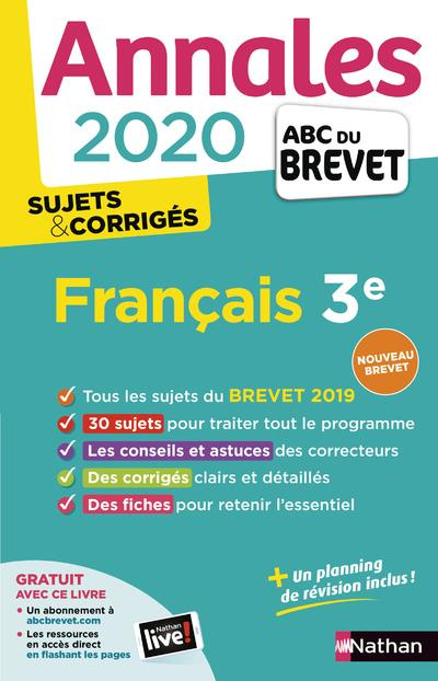Français 3e. Sujets & corrigés, Edition 2020