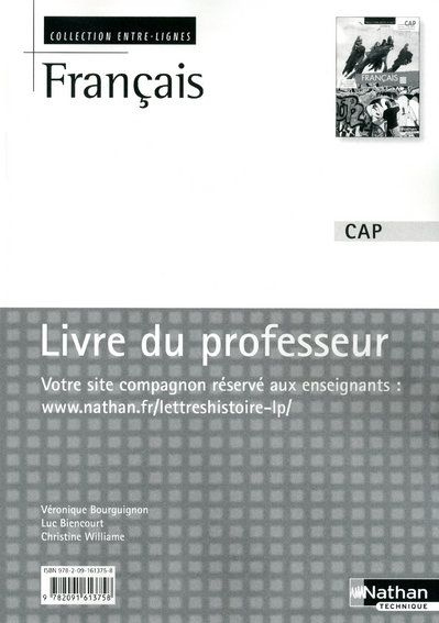 Français CAP. Livre du professeur