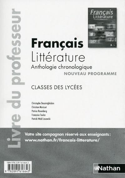 Français Littérature classes des lycées. Livre du professeur