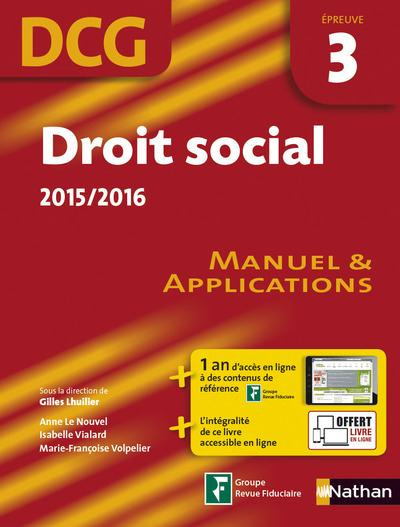 Droit social DCG 3. Manuel & applications, Edition 2015-2016