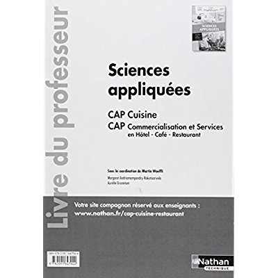 Sciences appliquées CAP cuisine CAP commercialisation et services en Hôtel-Café-Restaurant. Livre du