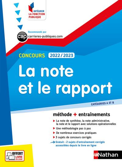 La note et le rapport. Concours catégorie A et B, Edition 2022-2023