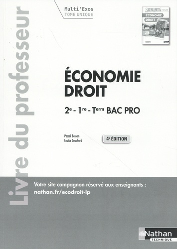 Economie-Droit 2de/1re/Tle Bac Pro. Livre du professeur, 4e édition