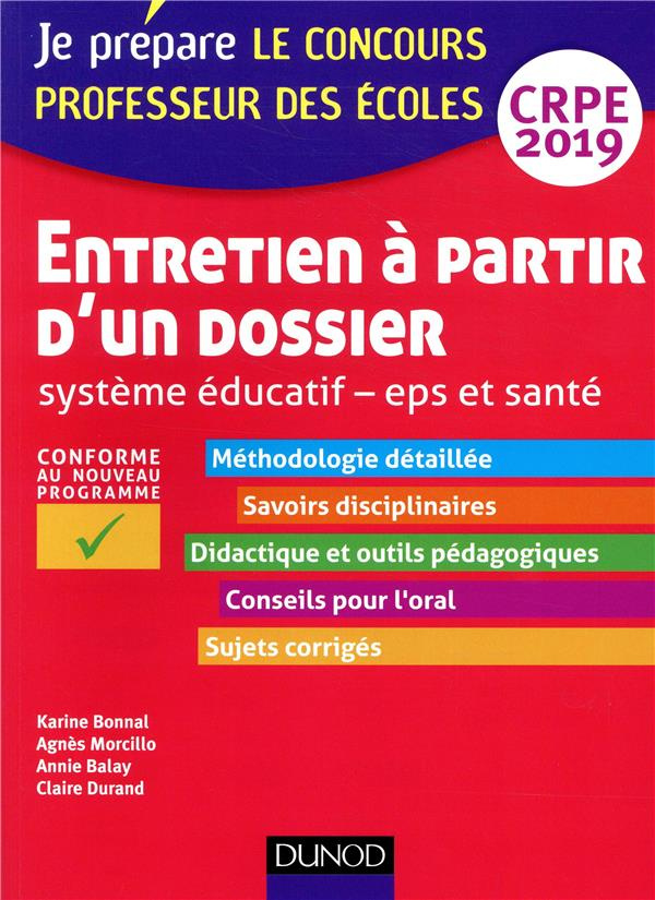 ENTRETIEN A PARTIR D'UN DOSSIER - SYSTEME EDUCATIF - EPS ET SANTE - CRPE 2019
