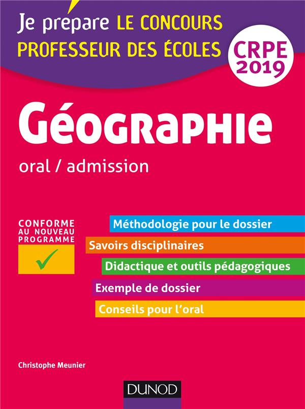 GEOGRAPHIE - PROFESSEUR DES ECOLES - ORAL / ADMISSION - CRPE 2019