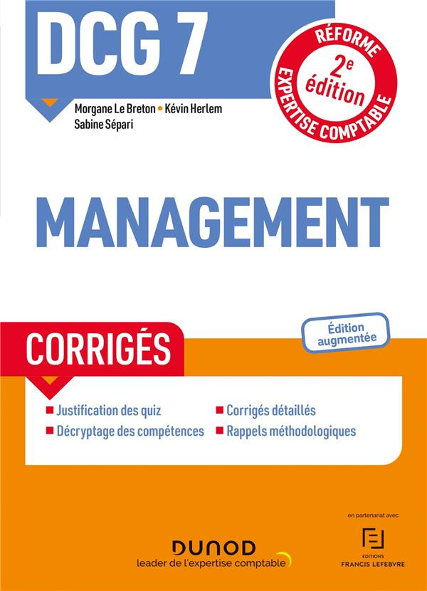DCG 7 Management. Corrigés, 2e édition