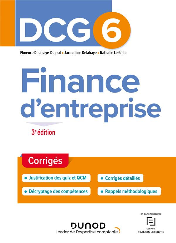 Finance d'entreprise DCG 6. Corrigés, 3e édition