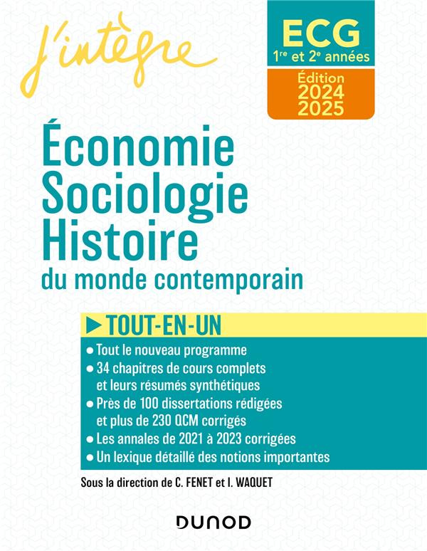 Economie, Sociologie, Histoire du monde contemporain ECG 1re et 2e années. Tout-en-un, Edition 2024-