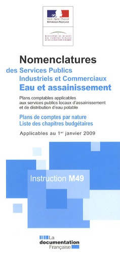 Eau et assainissement. Nomenclatures des services publics industriels et commerciaux - Instruction M