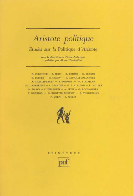 Aristote politique. Études sur la "Politique" d'Aristote