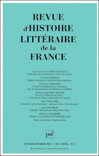Revue d'histoire littéraire de la France N° 1, Janvier-février 2001